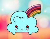 Nube con arco iris kawaii