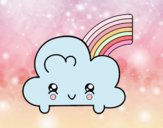 Nube con arco iris kawaii