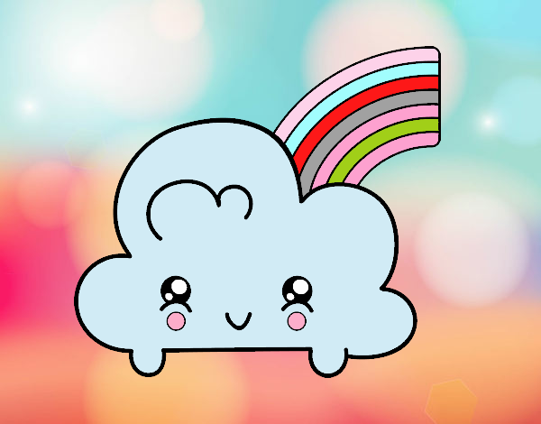 Nube con arco iris kawaii