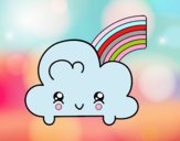 Nube con arco iris kawaii