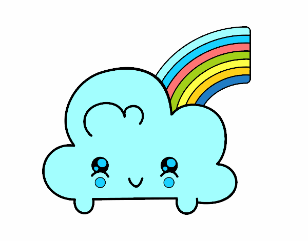 Nube con arco iris kawaii