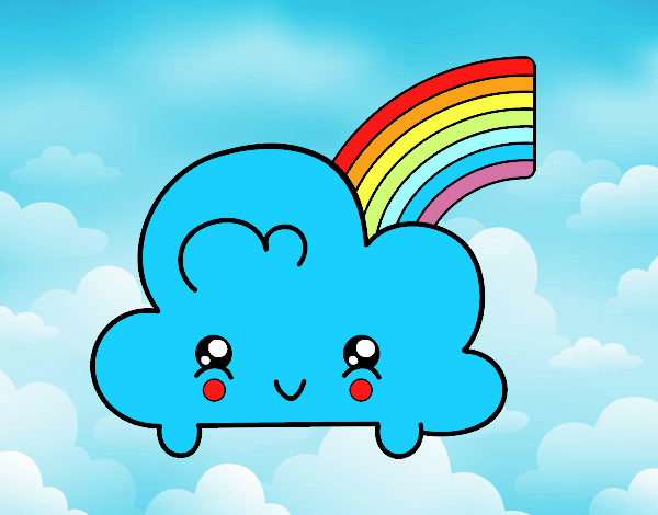 Nube con arco iris kawaii