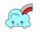 Nube con arco iris kawaii