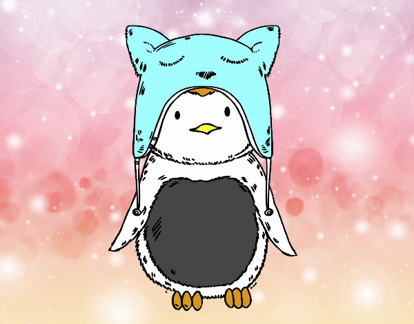 Pingüino con gorrito divertido