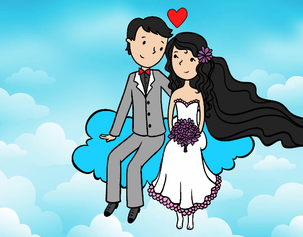 Recién casados en una nube