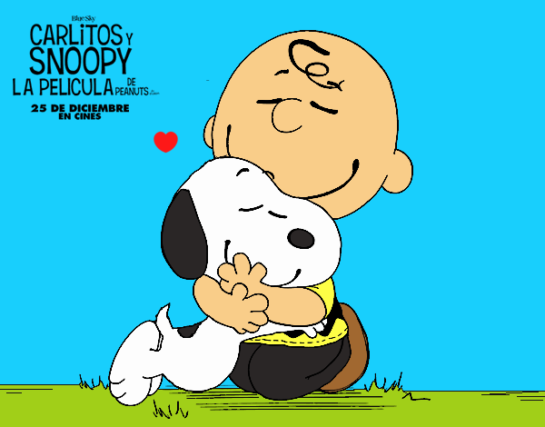 Snoopy y Carlitos abrazados