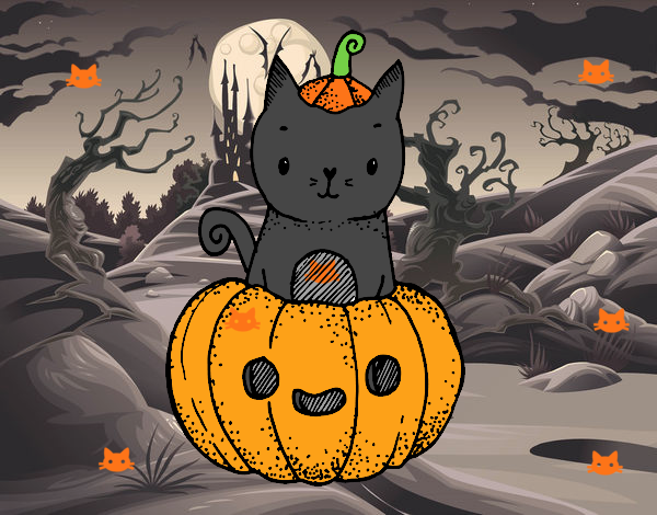 Un gatito de Halloween