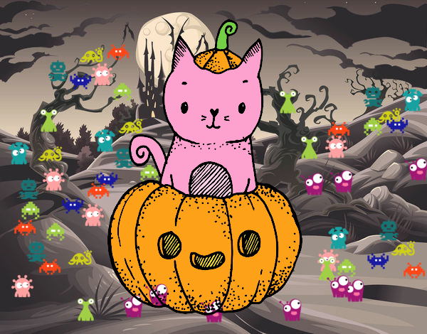 Un gatito de Halloween