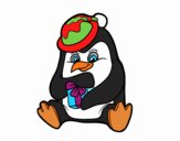 Un pingüino con regalo de Navidad