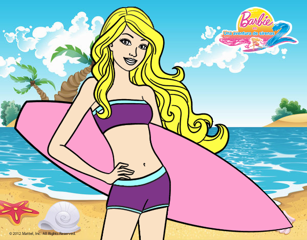 Barbie con tabla de surf