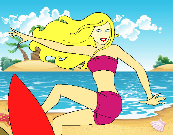 Barbie surfeando