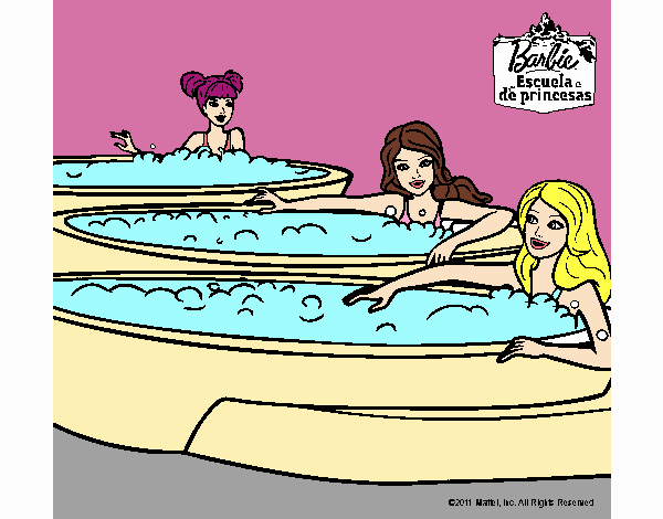 Barbie y sus amigas en el jacuzzi