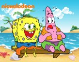 Bob Esponja y Patricio en bañador