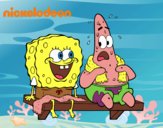 Bob Esponja y Patricio en bañador