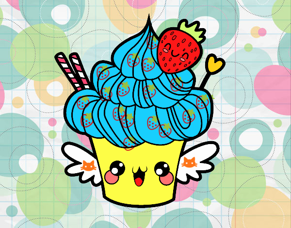 Cupcake kawaii con fresa