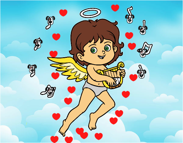 Cupido tocando el arpa