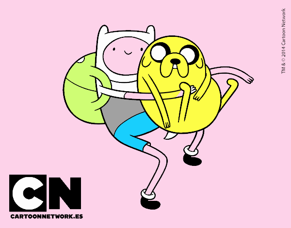 Finn y Jake abrazados