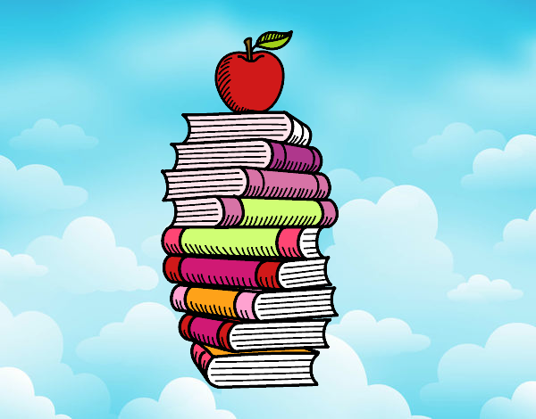 Libros y manzana