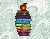 Libros y manzana