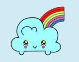 Nube con arco iris kawaii