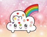 Nube con arco iris kawaii