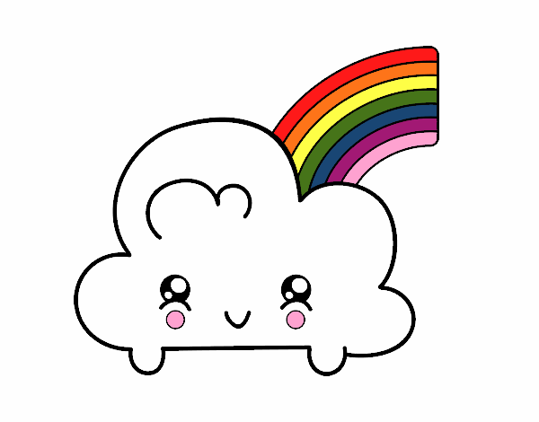 Nube con arco iris kawaii