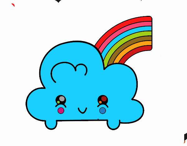 Nube con arco iris kawaii