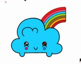 Nube con arco iris kawaii