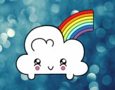 Nube con arco iris kawaii