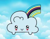 Nube con arco iris kawaii