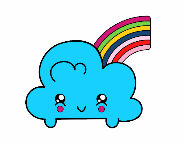 Nube con arco iris kawaii