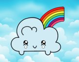 Nube con arco iris kawaii