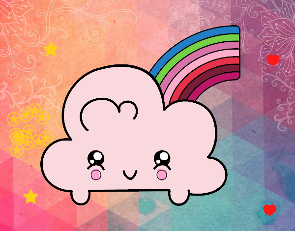 Nube con arco iris kawaii