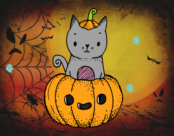 Un gatito de Halloween