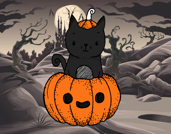 Un gatito de Halloween