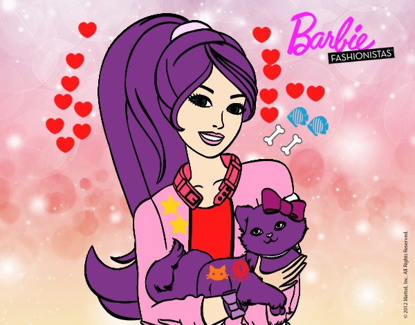 Barbie con su linda gatita