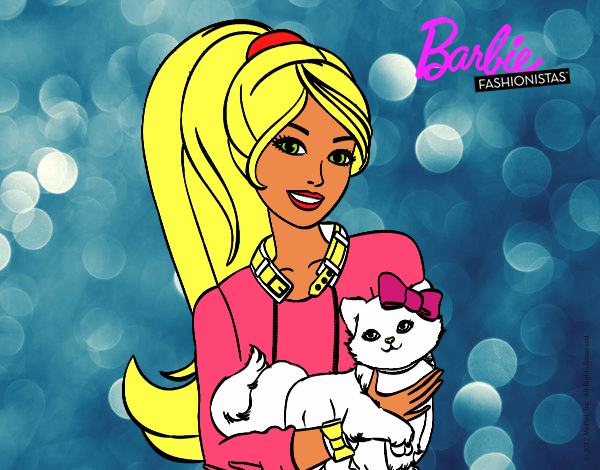 Barbie con su linda gatita