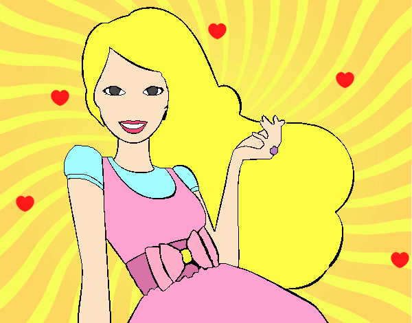 Barbie con su vestido con lazo