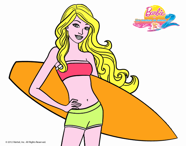 Barbie con tabla de surf