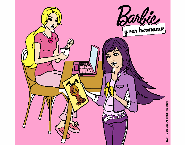 Barbie y su hermana merendando