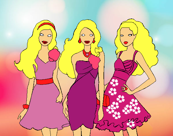 Barbie y sus amigas vestidas de fiesta