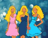 Barbie y sus amigas vestidas de fiesta