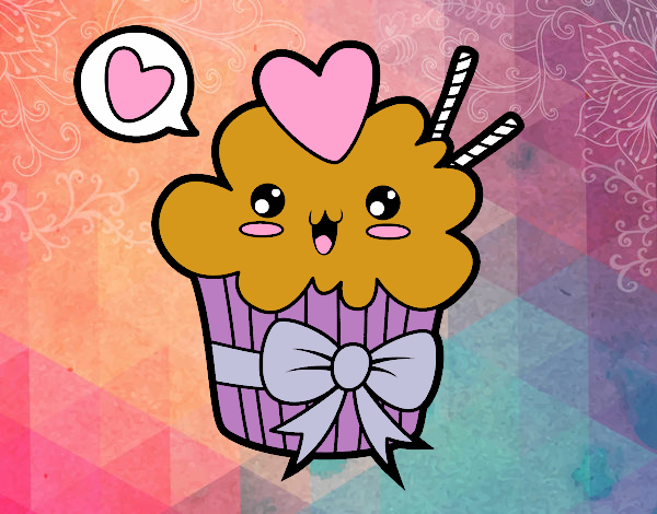 Cupcake kawaii con lazo