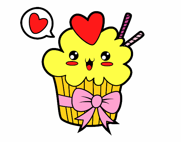 Cupcake kawaii con lazo