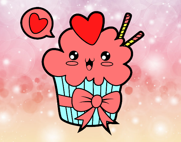 Cupcake kawaii con lazo