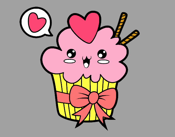 Cupcake kawaii con lazo