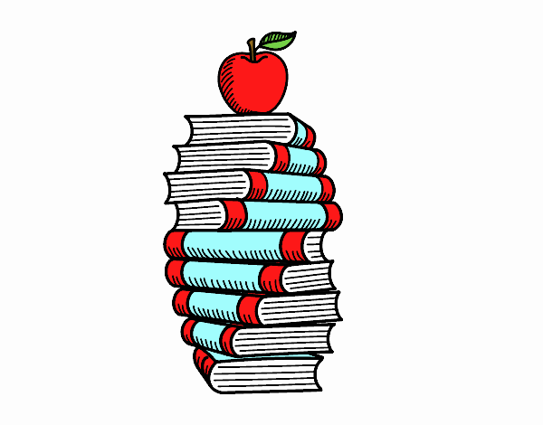 Libros y manzana