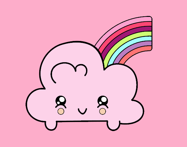 Nube con arco iris kawaii