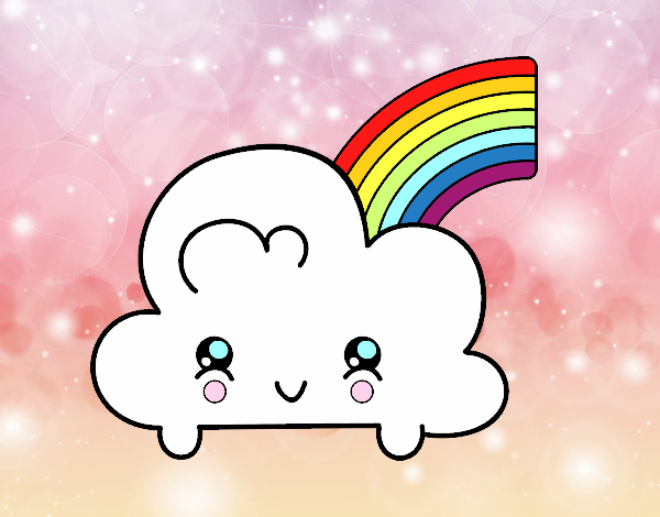 Nube con arco iris kawaii