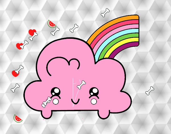 Nube con arco iris kawaii